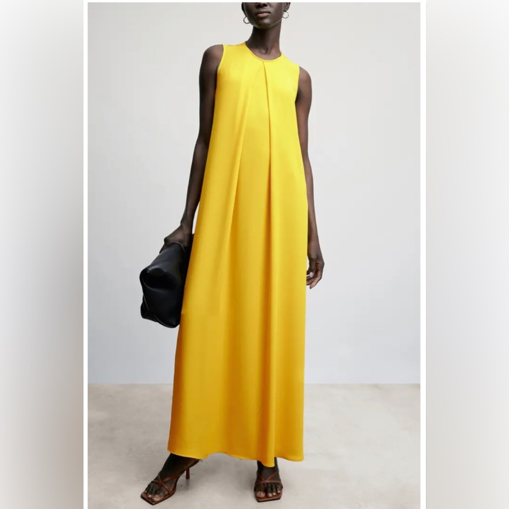 Mango Yellow Sleeveless Maxi Dress
